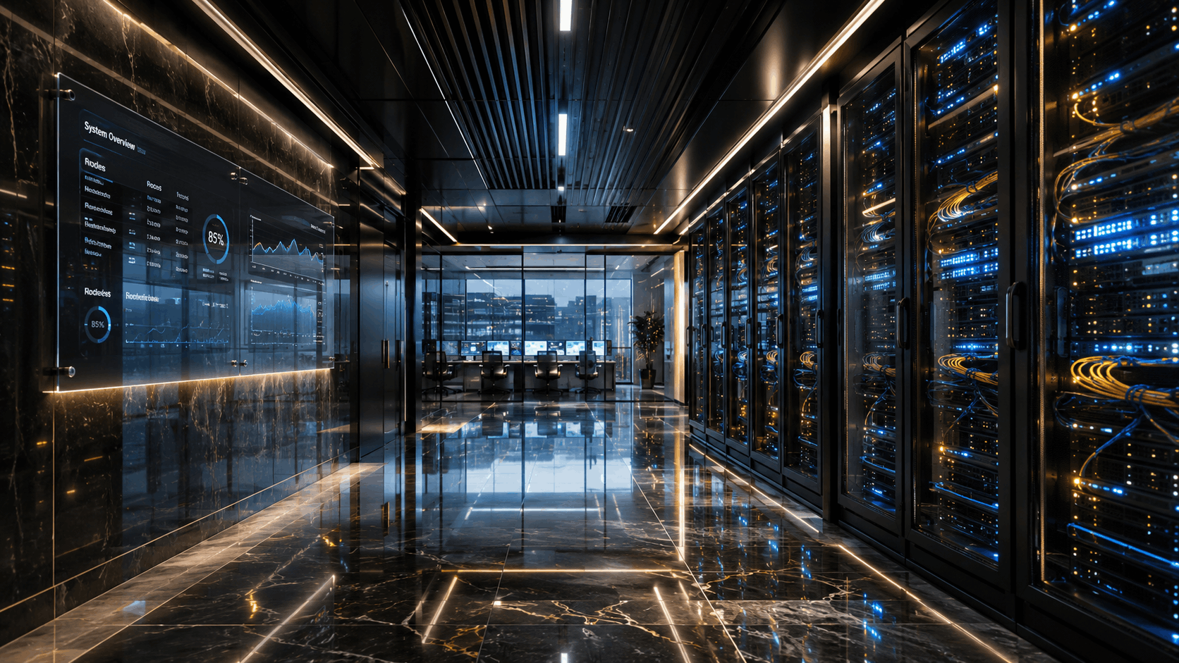 High-security cloud server racks optimized for law firm data residency and encryption.